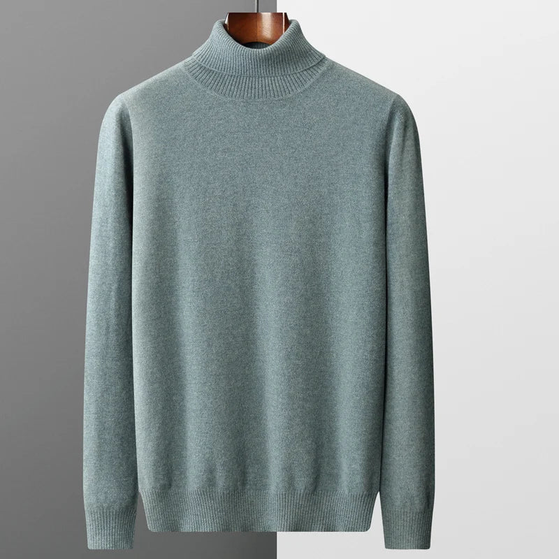 Autumn and winter new 100% merino cashmere sweater men's knitted pullover padded warm turtle neck fashion loose plus size coat