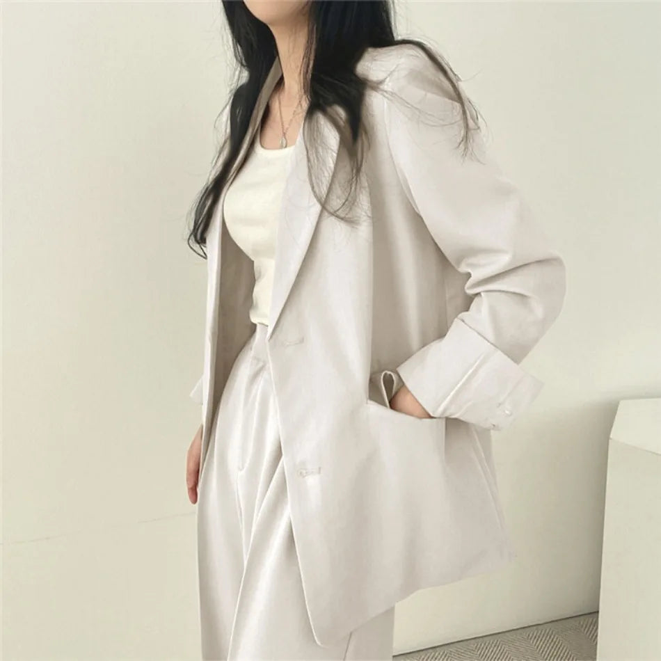 Korean Fashion Spring Women's Suits Casual Top Trousers 2 Piece Sets Women's Outfits Coats Slim Fit Blazers for Women Clothing