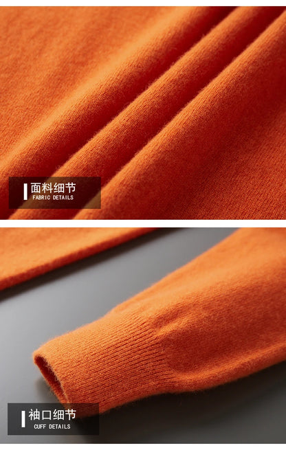 100% merino cashmere sweater men's round neck pullover business casual fashion top knitted loose men's Jacket