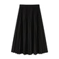 High Waist Pleated Skirt Elegant Women's Maxi Skirt with Elastic High Waist A-line Design Pleated Large Hem Solid Color for Work