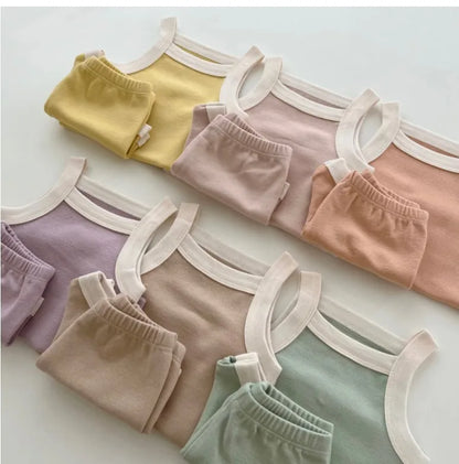 2025 New Baby Sleeveless Clothes Set Boy Girl Summer Thin Cotton Vest + Shorts 2pcs Suit Infant Outfits Toddler Breathable Set