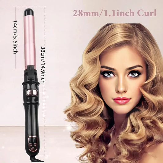 Automatic Hair Curler 1.1inches Rotating Curling Iron with LED Display Fast Heating Curling Wand Hair Curler for Home Travel Use