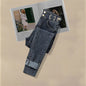 2026 Autumn Increased Size Korean Popular Chiffon Shirt Knitted Sweater Jeans Three Piece Elegant Women's Pants Set Tracksuit