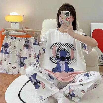 Women's New Three-piece Pajamas Home wear Set of Sweet Pajamas Cartoon Leisure Women's Home wear Pajamas Set