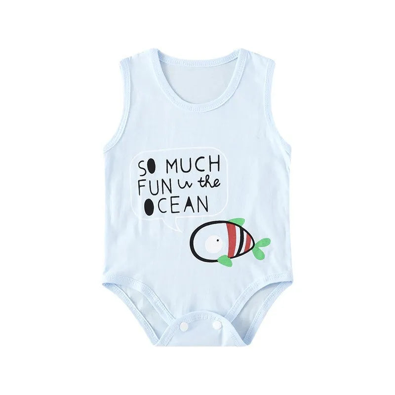 Summer Baby Bodysuit Kids Sleeveless Casual One-Pieces Newborn Boy Girl Cartoon Animal Romper Toddler Jumpsuit Clothes 0-2 Years