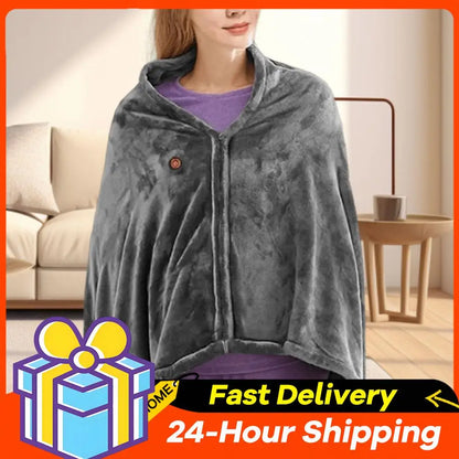 3 Heating Levels Fleece Heated Blanket Wearable Warmer Coral Velvet Blanket Quickly Heated Cape Pad USB Electric Heated Blanket
