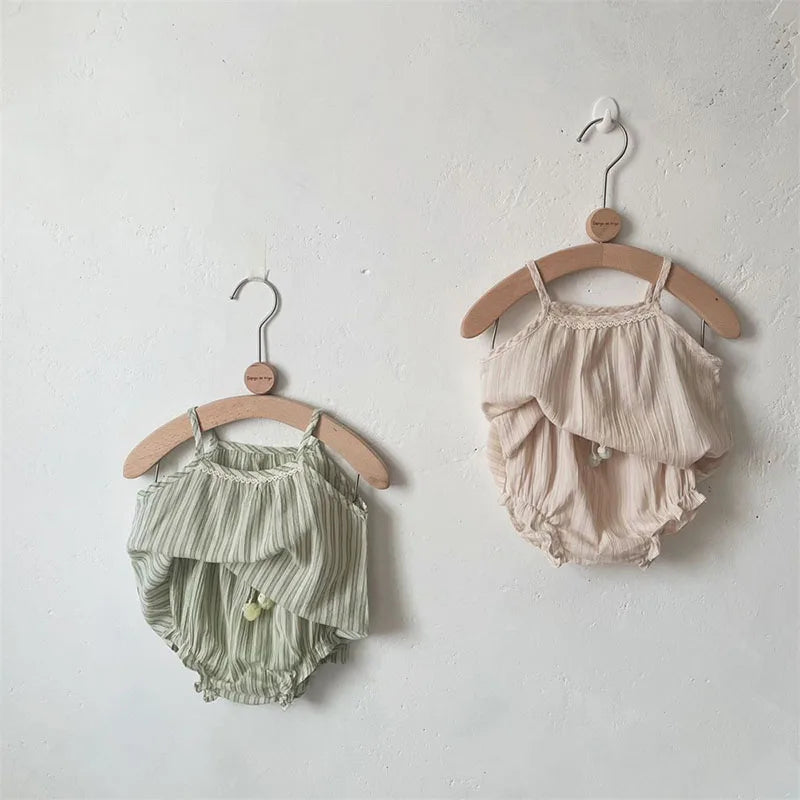 MILANCEL Baby Girls Clothes Striped Camisole And Bloomers 2 Pcs Baby Girls Clothes New born Baby Clothes Set