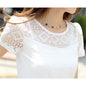 New Women Clothing Chiffon Blouse Lace Crochet Female Korean Shirts Ladies Blusas Tops Shirt White Blouses Slim Fit Tops 2025