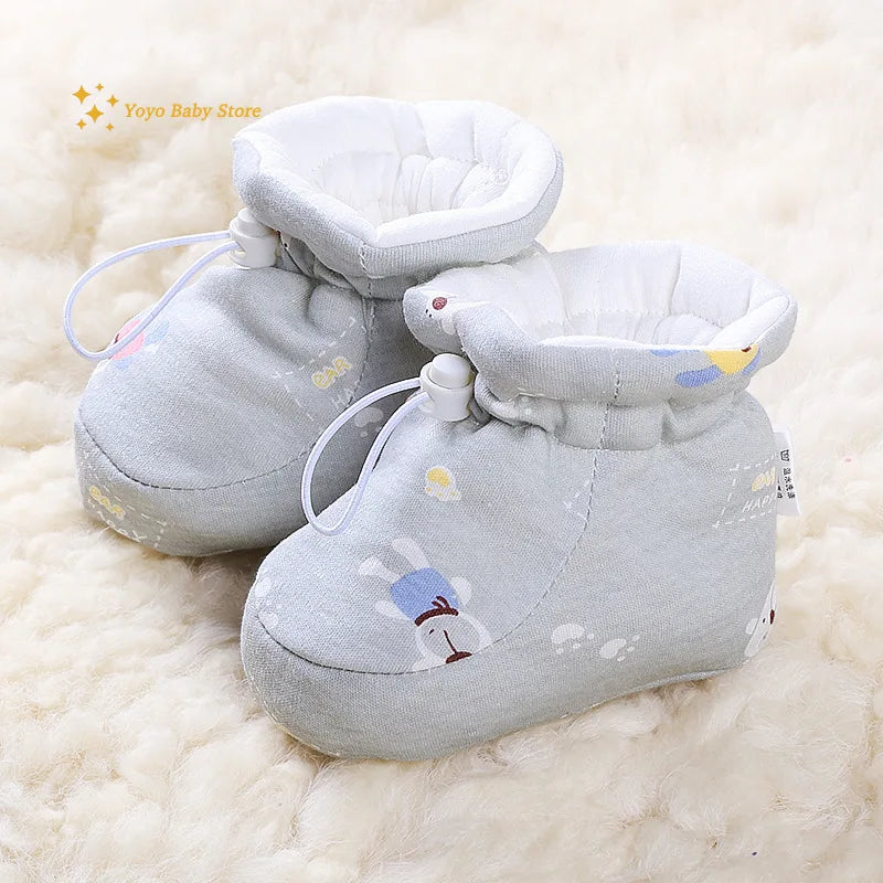 Newborn Baby Shoes for Boys Girls Winter Warm Thicken Plush Toddler Shoes Soft Sole Kids Short Booties Infant First Walker