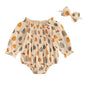 Tregren Infant Baby Girls Valentine's Day Romper Heart Print Long Sleeve Boat Neck Jumpsuits Spring Fall Bodysuits with Headband
