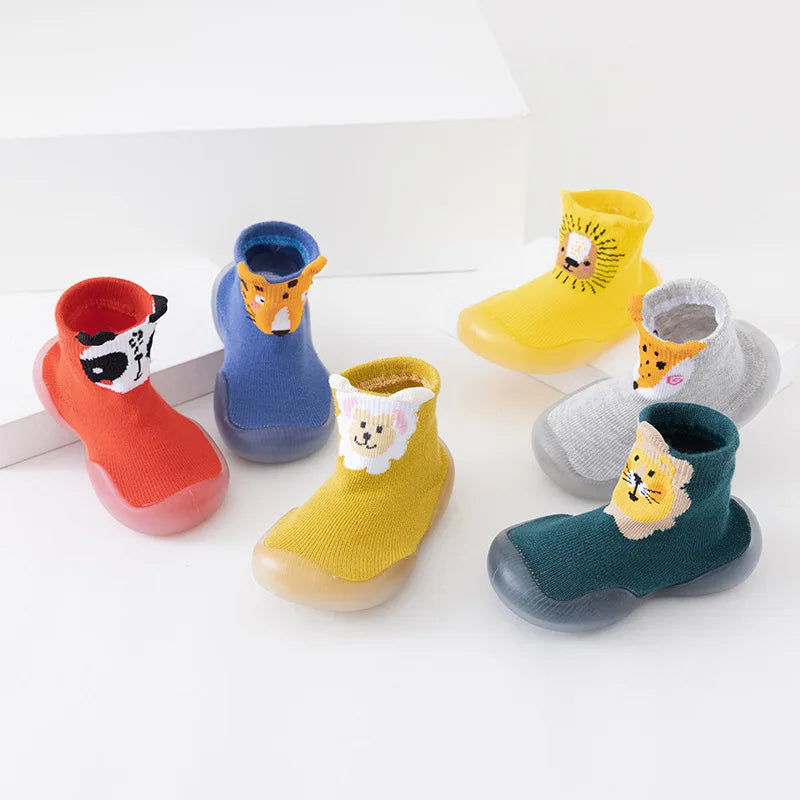Boys Girls Toddler Shoes Cute Cartoon Mid Tubble Comfortable Baby Shoes Soft Rubber Soled Non-slip Floor Socks Baby Stuff