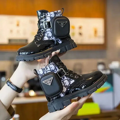 Spring and Autumn Girls Kids Shoes Ankle Boots Fashion British Style Single Boot Soft Sole Versatile Children's  Leather Shoes