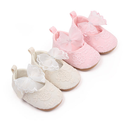 Toddler Baby Girls Sweet Princess Shoes Soft Bow knit Flower Non-slip Bottom First Walker Shoes Toddler Babies Crib Shoes