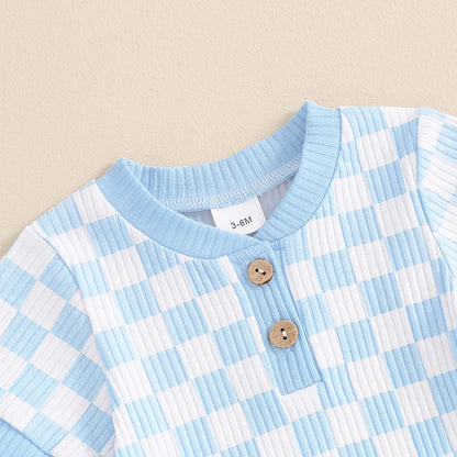 Mubi neo 3 -18 Months Newborn Baby Boy Clothes Ribbed Knit Short Sleeve Romper Shorts Set Infant Summer Outfit  Sets for Babies