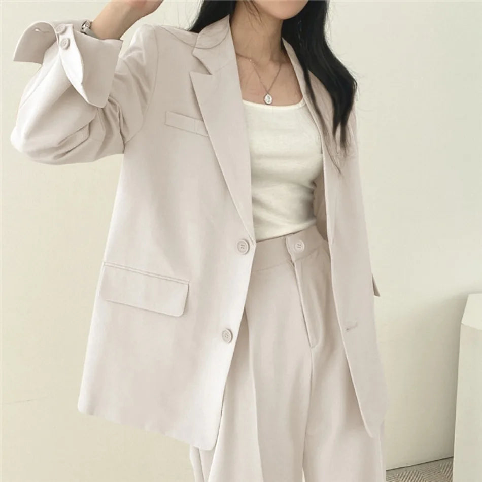 Korean Fashion Spring Women's Suits Casual Top Trousers 2 Piece Sets Women's Outfits Coats Slim Fit Blazers for Women Clothing