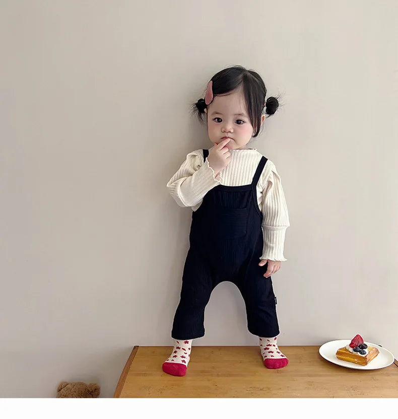 2025 Spring New Baby Girl Sleeveless Romper Cotton Infant Toddler Solid Casual Overalls Girls Trousers Children Strap Jumpsuit