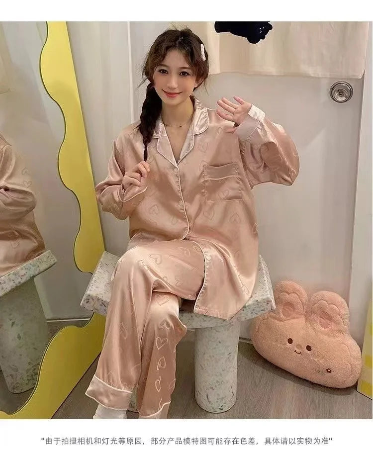 Summer Cool Ladies Faux Silk Polyester PJ Sexy Sling Pajama Sets Home wear Women's Pajamas Female Sleepwear Home wear Gift for GF