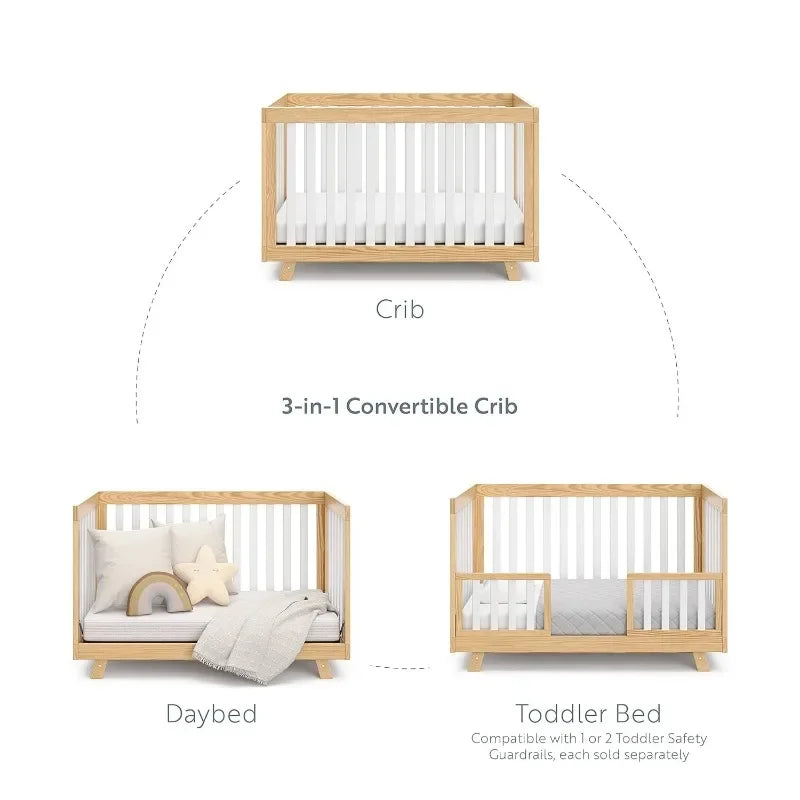 Storkcraft Beckett Convertible Crib (Natural with White Slats) – Converts from Baby Crib to Toddler Bed and Daybed