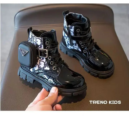 Spring and Autumn Girls Kids Shoes Ankle Boots Fashion British Style Single Boot Soft Sole Versatile Children's  Leather Shoes