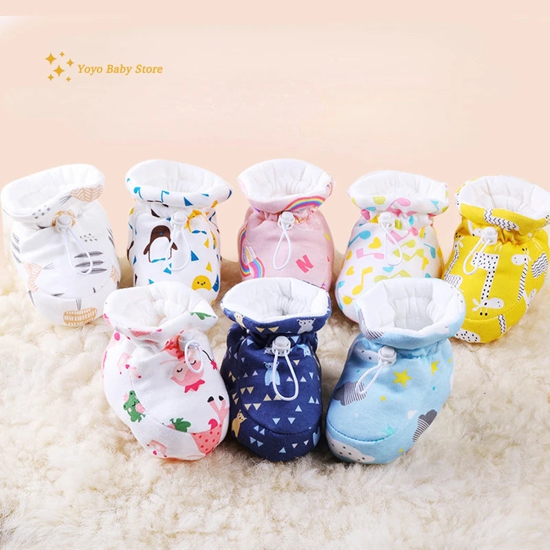 Newborn Baby Shoes for Boys Girls Winter Warm Thicken Plush Toddler Shoes Soft Sole Kids Short Booties Infant First Walker