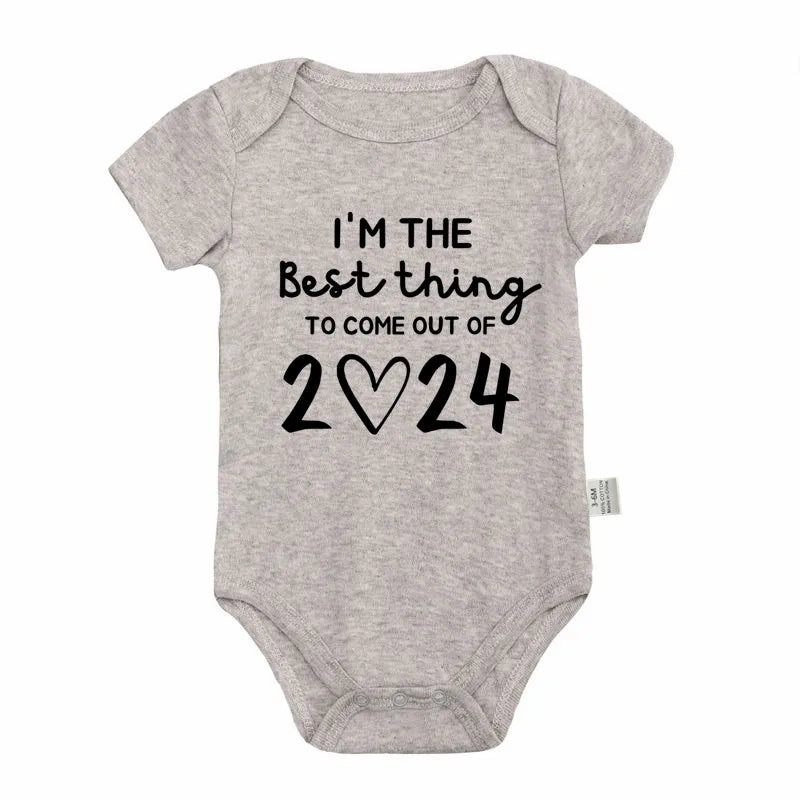 I'm the Best Thing 2024 Newborn Baby Clothes White Cotton Summer Bodysuits for Infants Short Sleeve Boys Girls Romper
