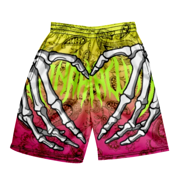 2025 Summer Classic Skull Beach Short Pants New Fashion Skeleton Hand Print Men Women Gym Shorts Quick Drying Trunks Ice Shorts