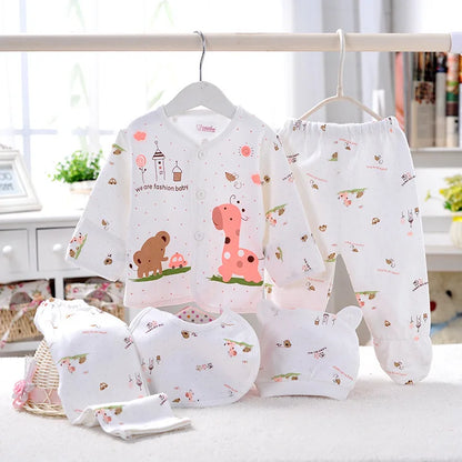 5Piece Sets Spring Autumn Newborn Girls Boy Clothes Casual Cartoon Cute Print Cotton Tops+ Pants Baby Boutique Clothing BC1477-1
