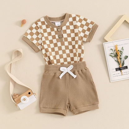 Mubi neo 3 -18 Months Newborn Baby Boy Clothes Ribbed Knit Short Sleeve Romper Shorts Set Infant Summer Outfit  Sets for Babies