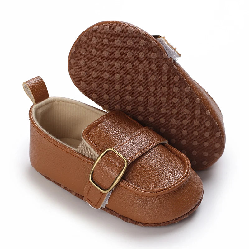 Newborn Baptist Shoes New Leather Gentleman Shoes Anti-slip Soft Bottom Indoor Baby Boys and Girls Casual Shoes Walking Shoes