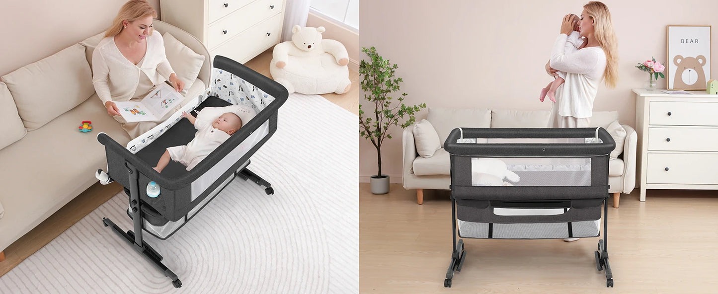 Baby Bassinet, Baby Basinet Bedside Sleeper, Easy to Fold Portable Crib Side Bassinet 2026 new Style Girl/boy bassinets