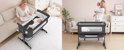 Baby Bassinet, Baby Basinet Bedside Sleeper, Easy to Fold Portable Crib Side Bassinet 2026 new Style Girl/boy bassinets