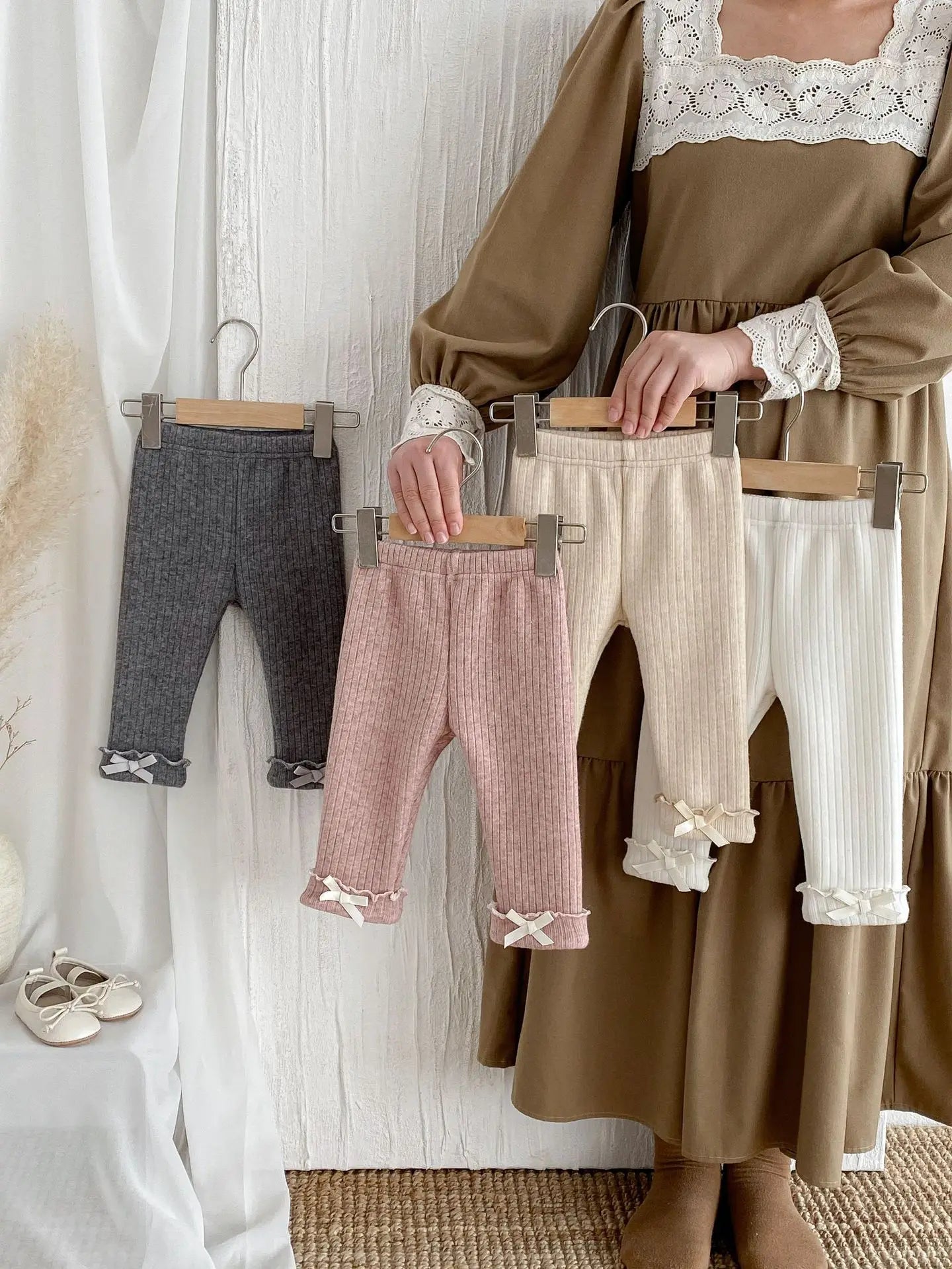 2025 Winter New Baby Plus Velvet Thick Leggings Cotton Girls Cute Bow Warm Trousers Infant Fleece Casual Pants Toddler Clothes