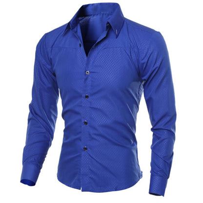 Fashion spring autumn Men Shirts New Arrivals Slim Fit Male Shirt Solid Long Sleeve British Style Office Cotton Men's Shirt