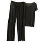 2 Pcs/Set Women T-shirt Pants Set Pleated Wide Leg V Neck Short Sleeves Loose Home wear Pullover Thin Summer Top Trousers Set