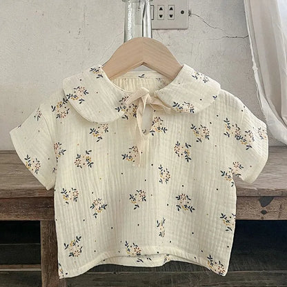 Korean Style Children Clothing Set Short Sleeved Cotton Printed T-Shirt+ Shorts Newborn Baby Girls Clothing Suit For Summer