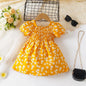 2025 Summer Children Fashion Print Dress Girls Korean Version Style Short Sleeves Small Daisy Dress 0-2Years Baby Princess Dress