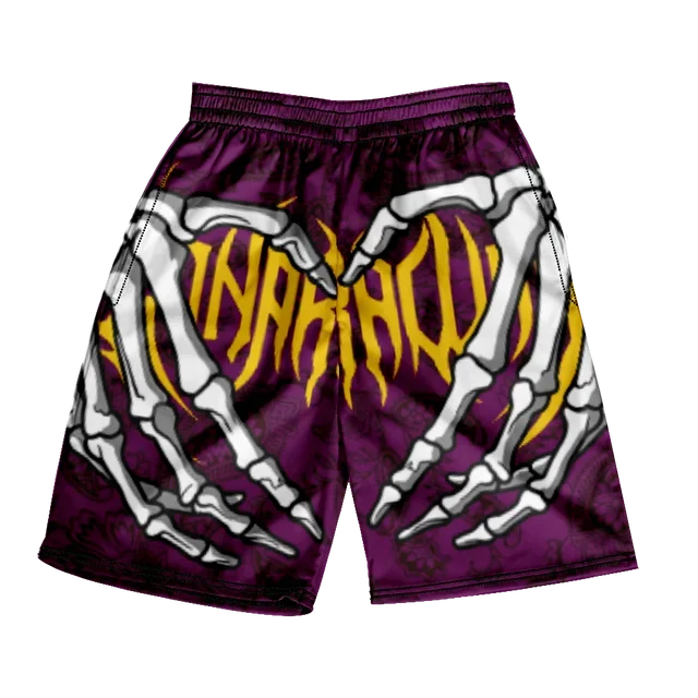 2025 Summer Classic Skull Beach Short Pants New Fashion Skeleton Hand Print Men Women Gym Shorts Quick Drying Trunks Ice Shorts