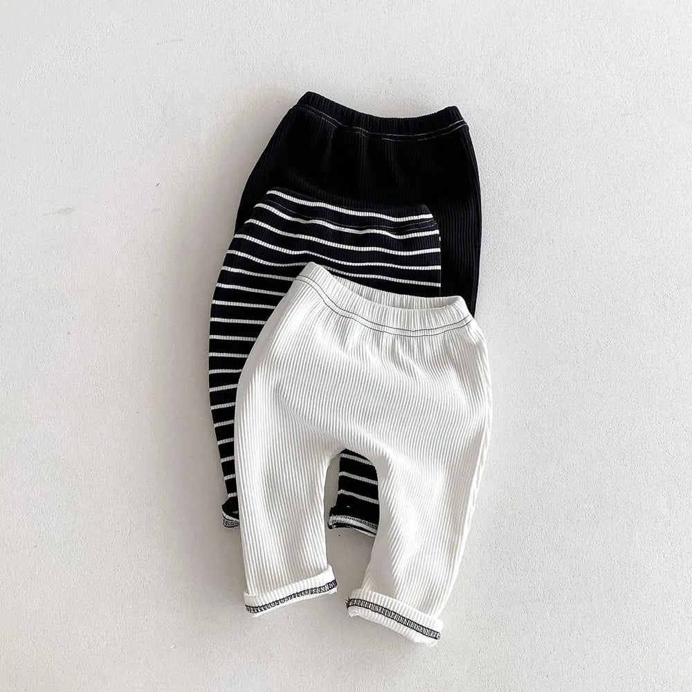 MILANCEL 2026 Autumn Baby Pants 0-3 Y Korean Style Toddler Girls Solid Big PP Leggings Infant Boys Cotton Slim Fit Trousers