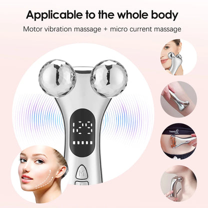 Electric Facial Micro-current Beauty Instrument LED Display Face Lifting Roller Massager Skin Tighten Massage Beauty Devices