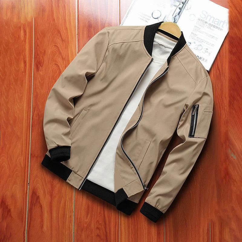 M-4XL Men's Jacket Autumn Thin Long Sleeve Baseball Uniform Windproof Cycling Jacket Solid Zipper Casual Jacket