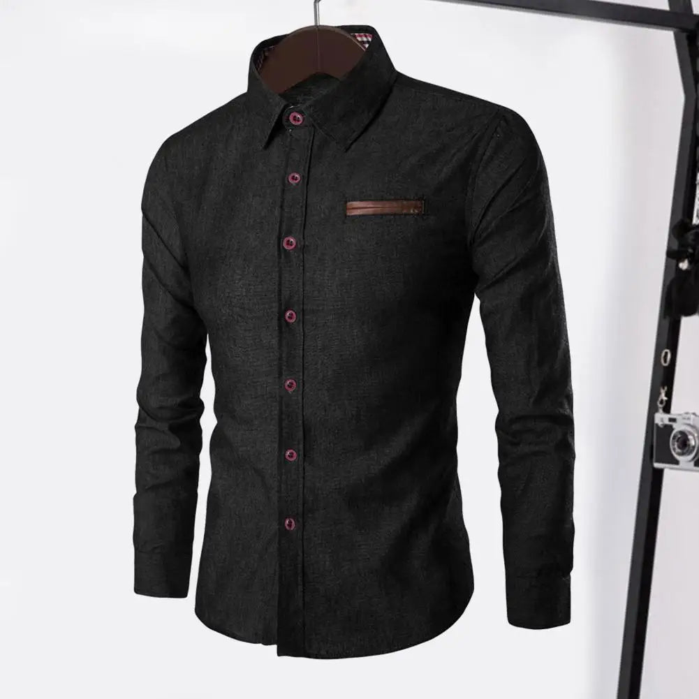 Men's Denim Shirts 2025 Long Sleeve Men Dress Shirt Fashion Slim Fit Style Navy Blue Jeans Male Shirt Long sleeve Shirt For Men