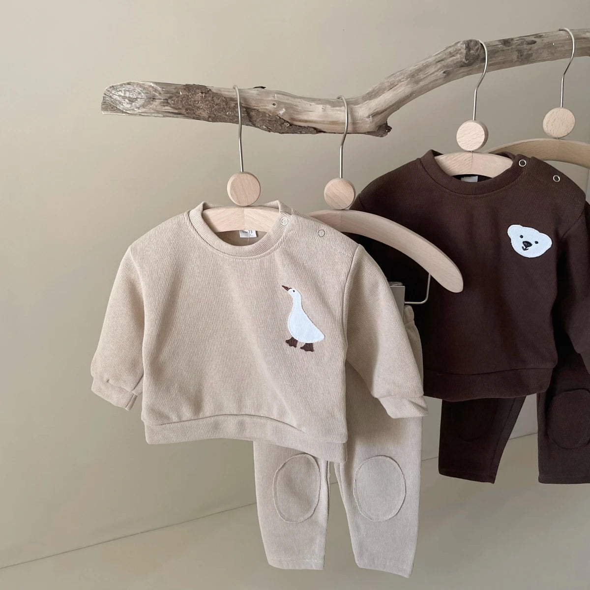 Infant Baby Boys Girl Clothes Newborn Autumn Long Sleeve Goose Bear Pattern Cotton Tops Casual Pants Toddler Clothing Outfit Set