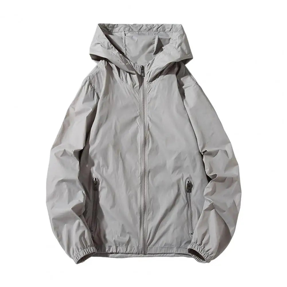 Men Waterproof Long Sleeve Jacket Hooded Coat Outwear Casual Simple Windbreaker Breathable Sports Couple Jackets Male Hooded