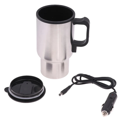 12V 450ml Stainless Steel Vehicle Heating Cup Electric Heating Car Kettle Coffee Heated Mug USB Heating Car Coffee Mug Cup