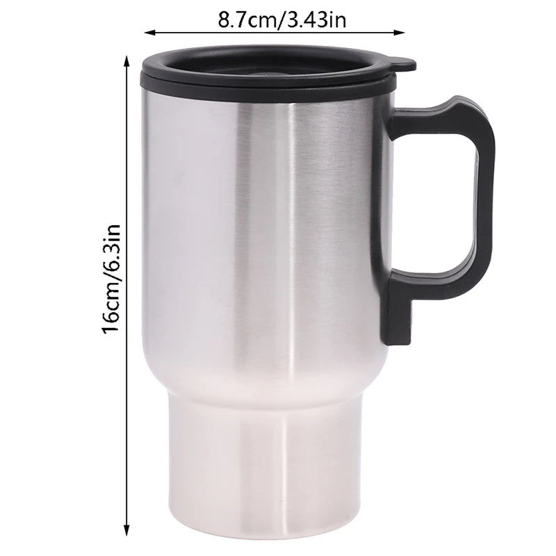 12V 450ml Stainless Steel Vehicle Heating Cup Electric Heating Car Kettle Coffee Heated Mug USB Heating Car Coffee Mug Cup