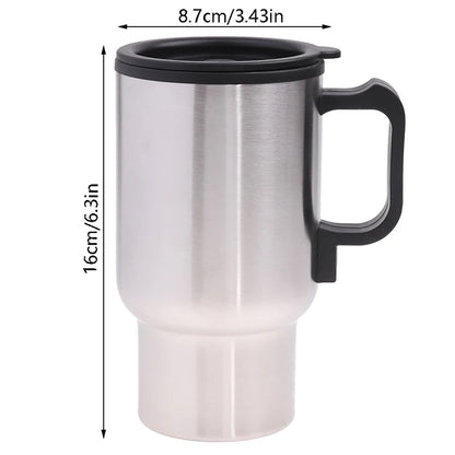 12V 450ml Stainless Steel Vehicle Heating Cup Electric Heating Car Kettle Coffee Heated Mug USB Heating Car Coffee Mug Cup