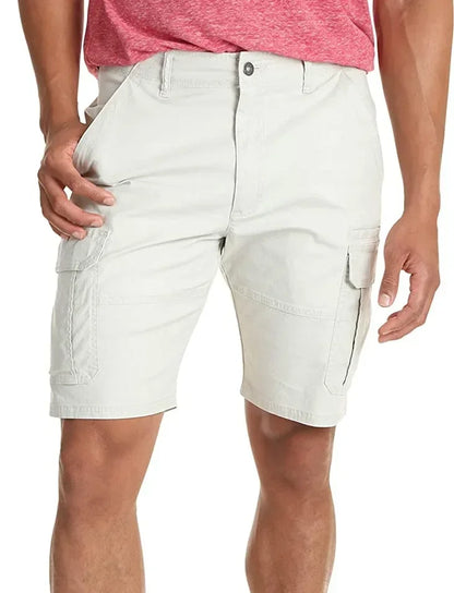 Summer Fashion Casual Tooling Shorts Men's Solid Loose Cotton Multi-pockets Cargo Pants Comfy Beach Sport Short Trousers for Men
