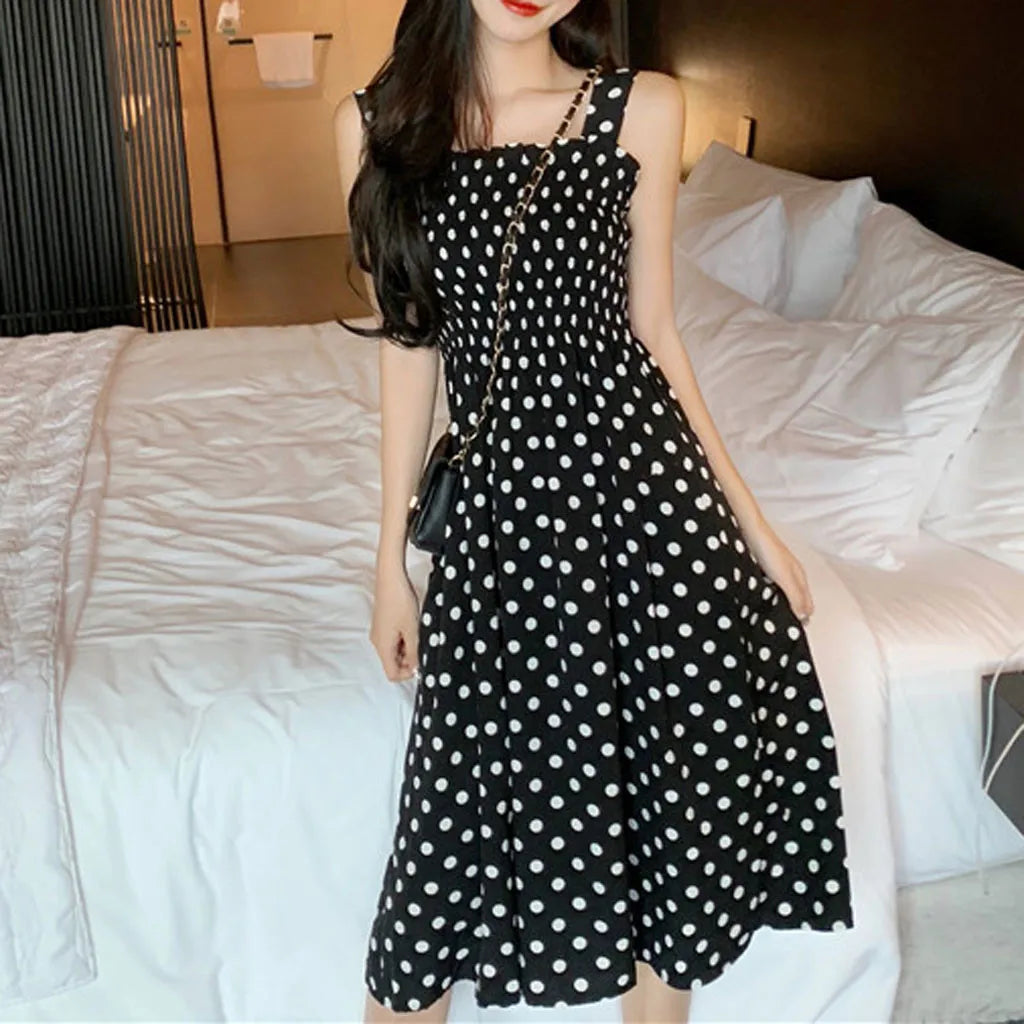 Women's Dresses 2026 Summer Fashion Loose None Sleeve Polka Dot Shoulder Plus Size Casual Dress Sexy Dress