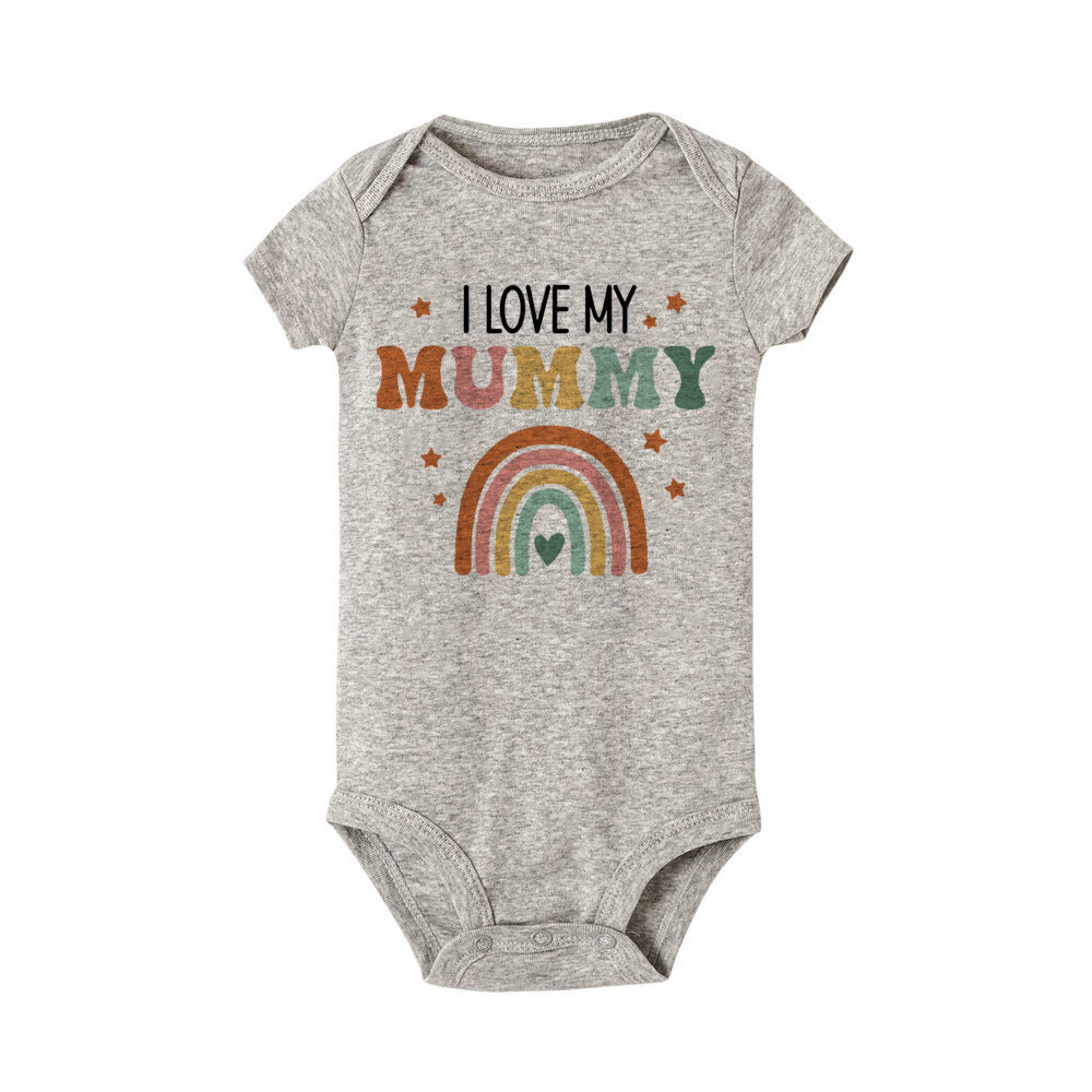 I Love Mummy & Daddy Rainbow Printed Newborn Baby Bodysuits Funny Summer Short Sleeve Infant Rompers Body Boys Girls Jumpsuits