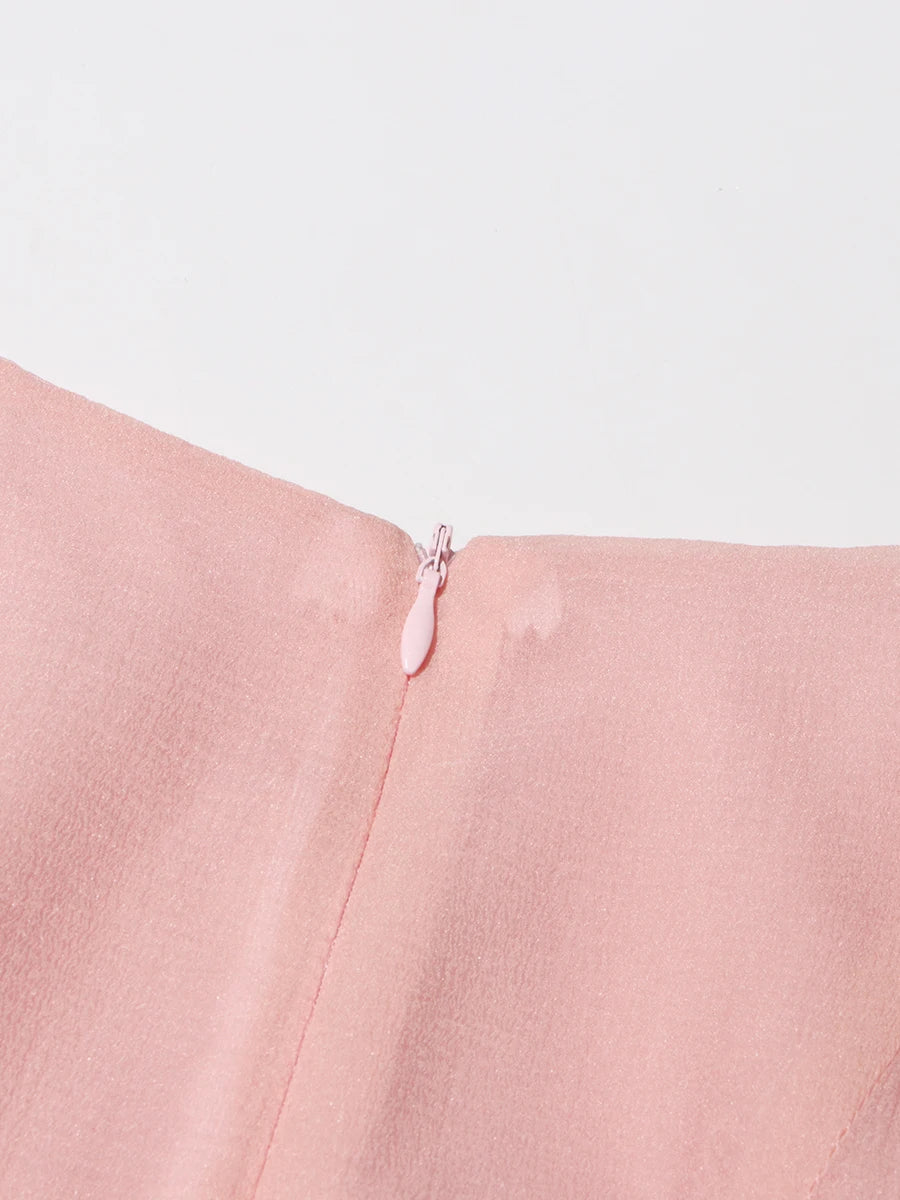 VGH Elegant Spliced Ruffles Midi Dresses for Women O Neck Petal Sleeve High Waist Slim Patchwork Buttons Solid Dress Female New